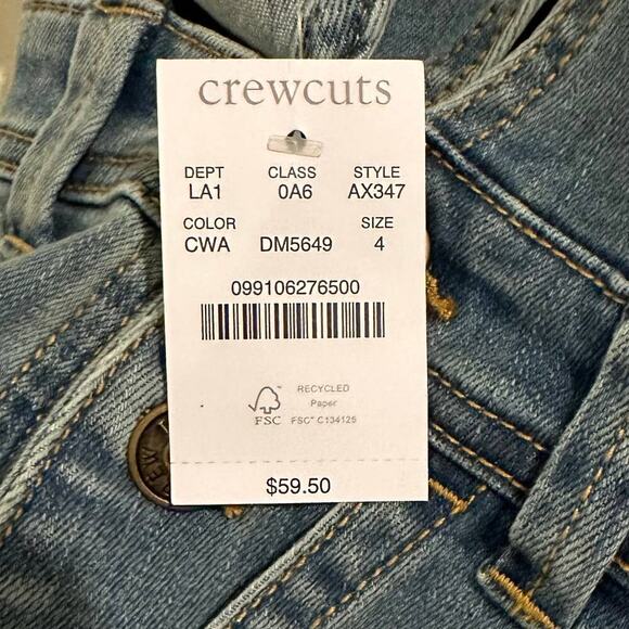 NWT Crewcuts Girls Denim Shortalls Size 4 - Picture 6 of 7
